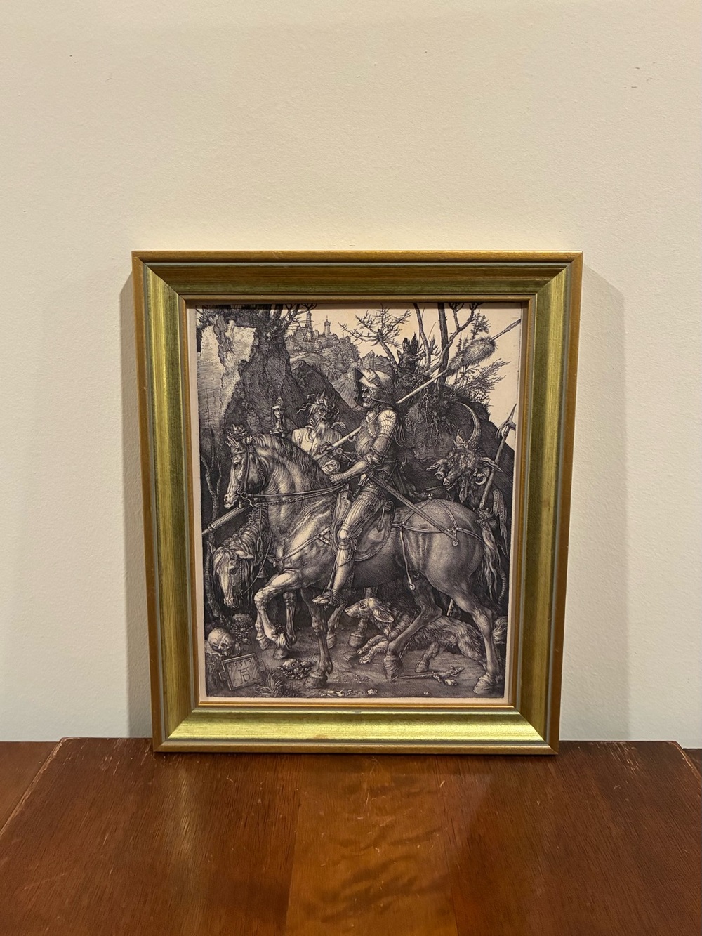 Albrecht Durer Knight Death & Devil 9.5x11.5 Vintage Gold Frame Gallery Wall Art